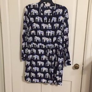 Blue Elephant Patterned Dress